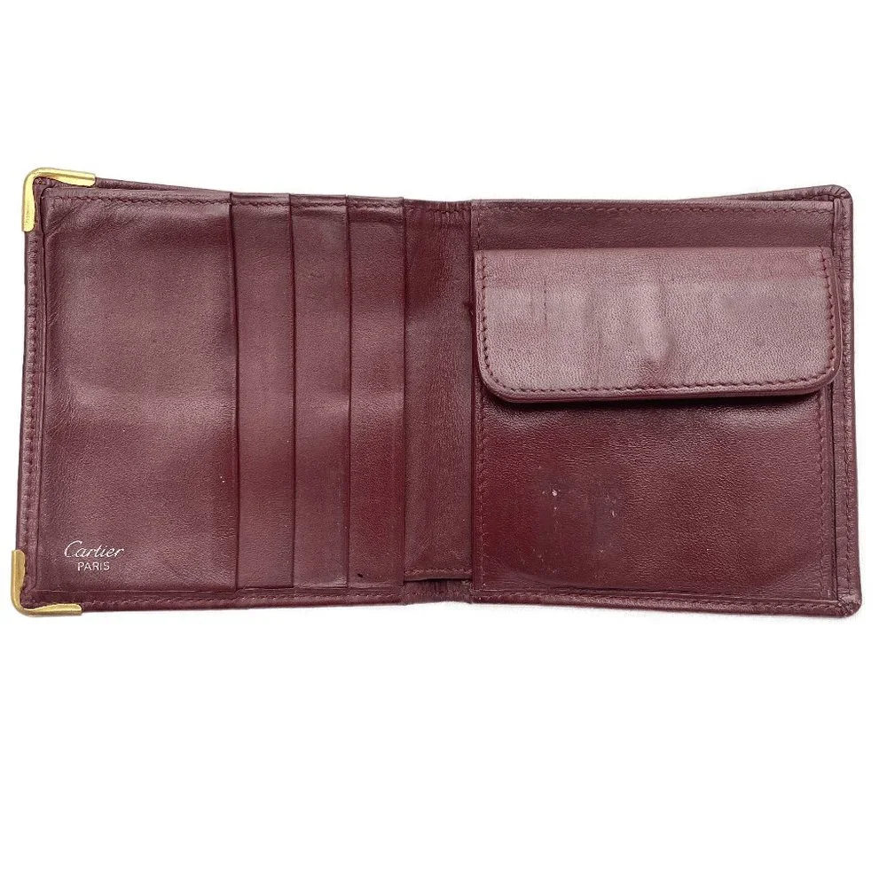 Auc Must De Cartier French style calfskin Leather Vintage wallet